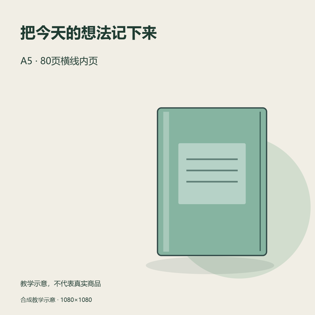 由免费排版工具实际导出的笔记本宣传图，标注合成教学示意